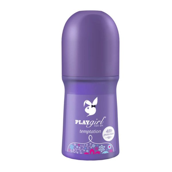 Playgirl. purple bottle, roll-on, antiperspirant, temptation